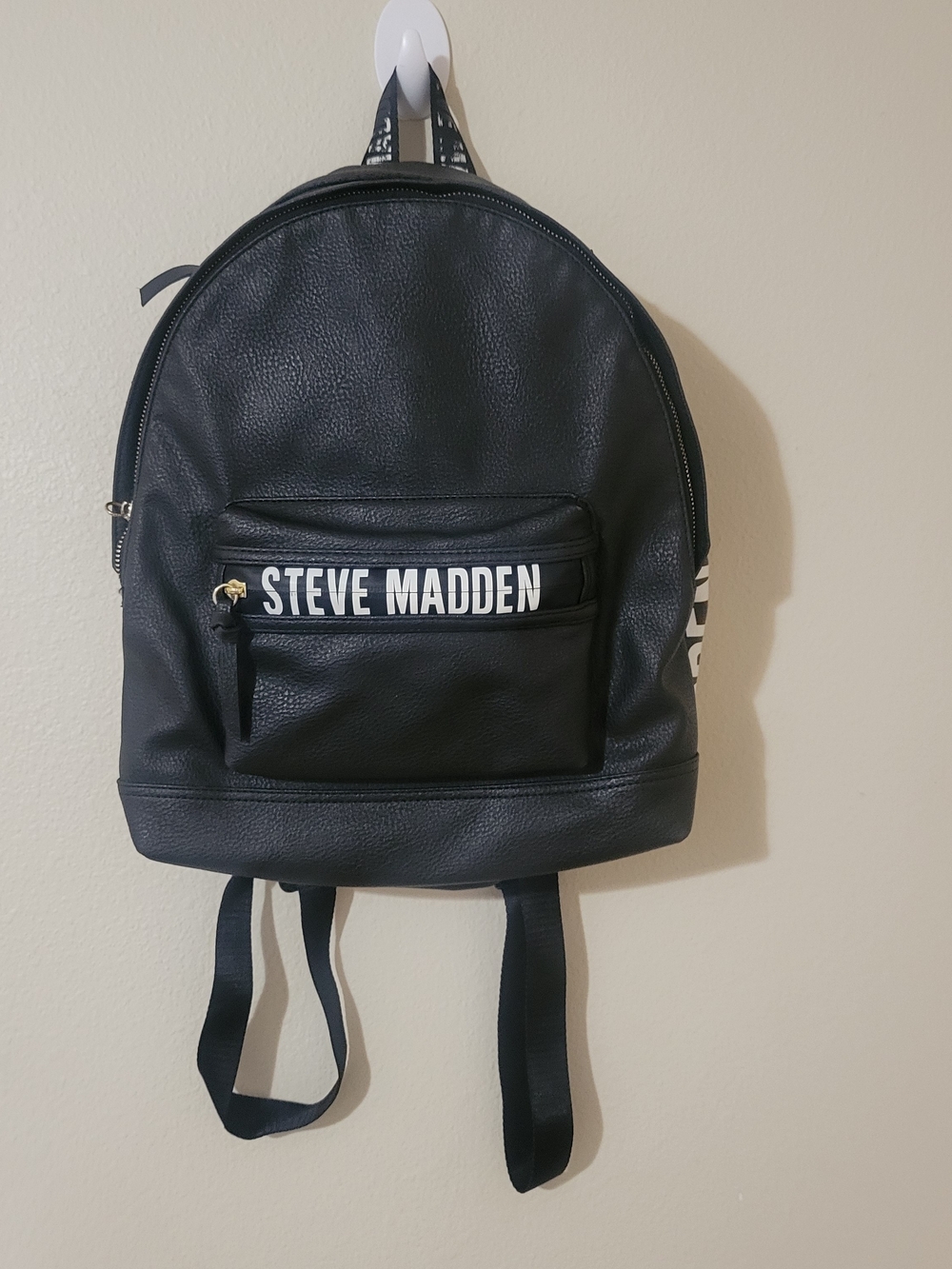 Steve Madden Black Leatherette Backpack